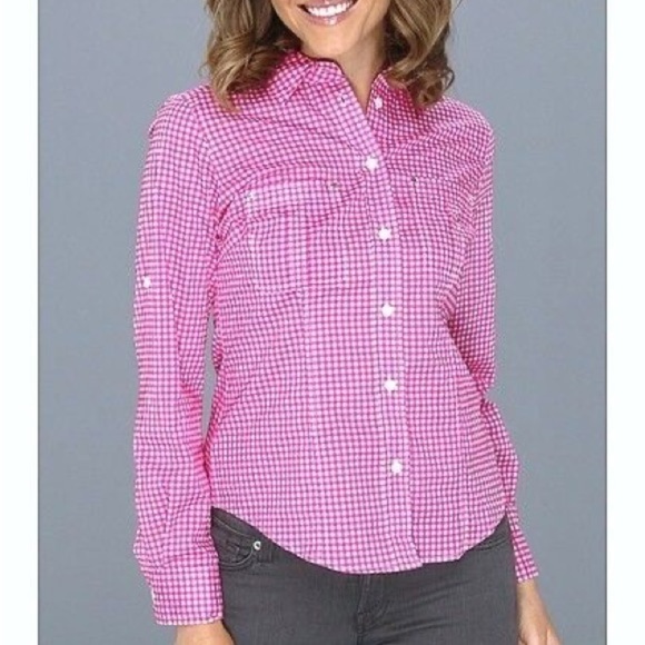Michael Kors Tops - Micheal Kors button down pink checkered gingham size petit medium